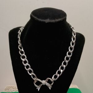 Juicy Couture Silver Necklace with Bow Detail